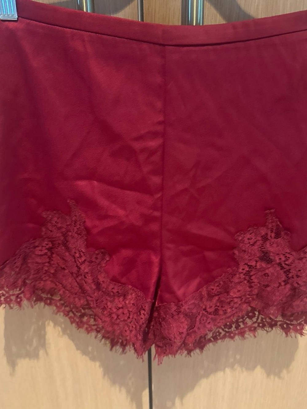 Lace-Trim Women's  Shorts in Deep Red